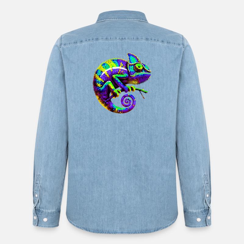 Chamäleon - Männer Jeanshemd Organic von Stanley/Stella - verwaschenes Hellblau