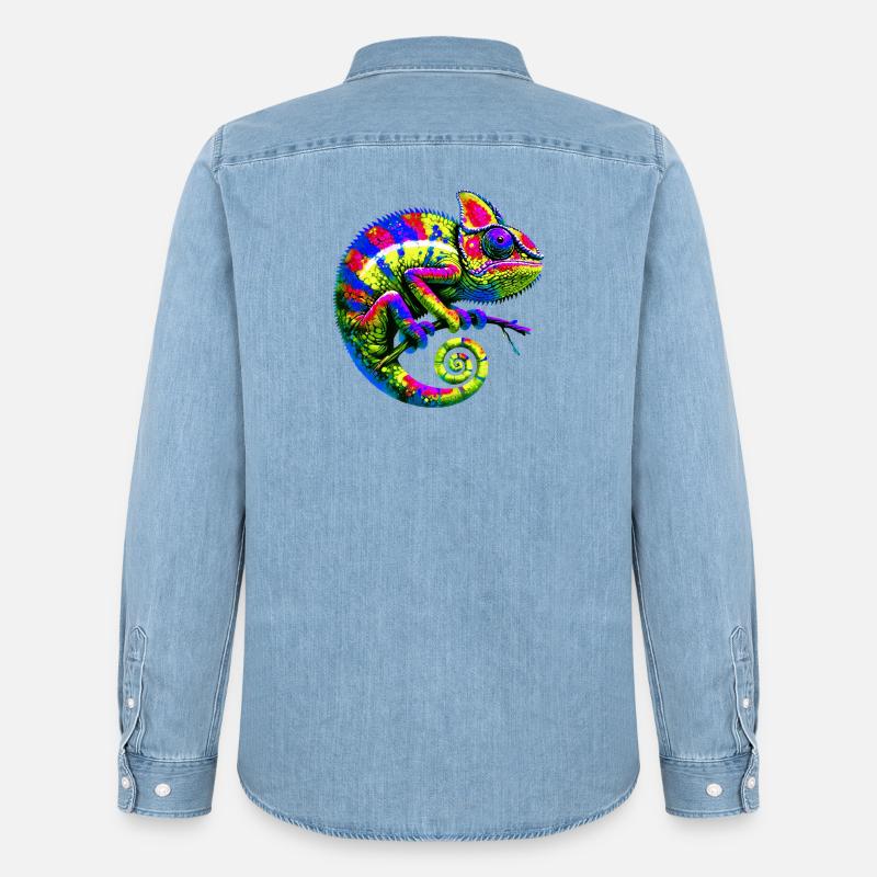 Chamäleon - Männer Jeanshemd Organic von Stanley/Stella - verwaschenes Hellblau