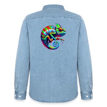 Caméléon - Chemise en denim homme bio Stanley/Stella - bleu clair délavé - Dos - AI Model Male 185 light (185cm)