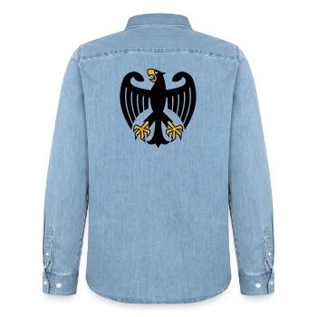 Armoiries de l’aigle de l’Allemagne - Chemise en denim homme bio Stanley/Stella - bleu clair délavé - Dos - AI Model Male 185 light (185cm)