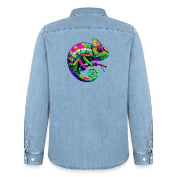 Caméléon - Chemise en denim homme bio Stanley/Stella - bleu clair délavé - Dos - AI Model Male 185 light (185cm)