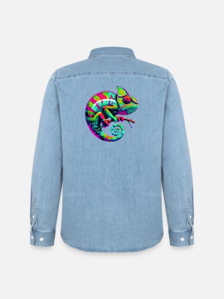 Chamäleon - Männer Jeanshemd Organic von Stanley/Stella - verwaschenes Hellblau