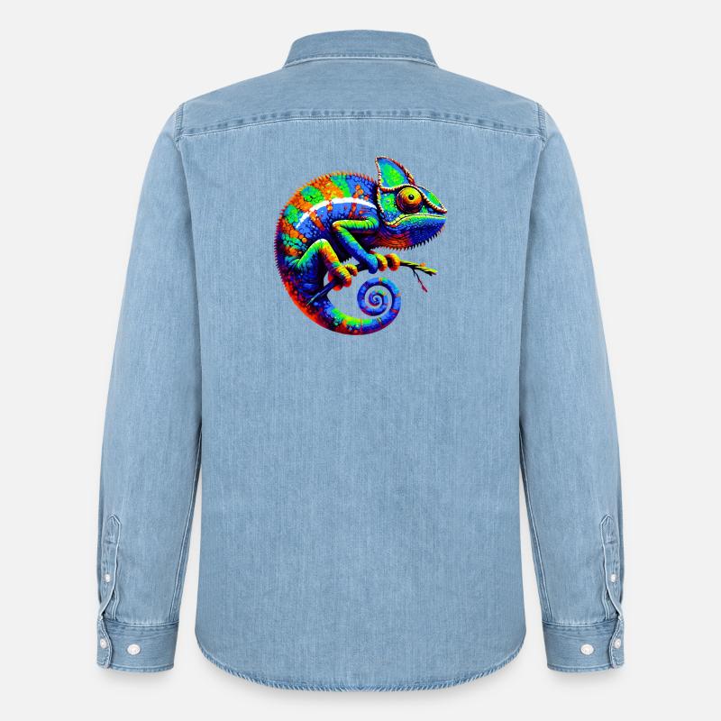 Chamäleon - Männer Jeanshemd Organic von Stanley/Stella - verwaschenes Hellblau