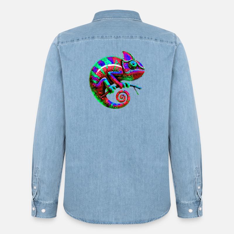 Chamäleon - Männer Jeanshemd Organic von Stanley/Stella - verwaschenes Hellblau