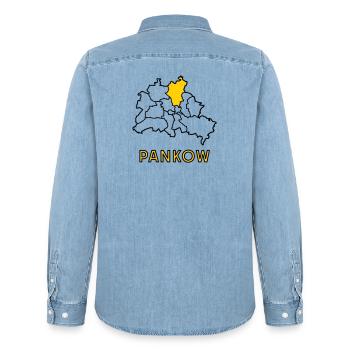 PANKOW, Stadtteil von Berlin - Männer Jeanshemd Organic von Stanley/Stella - verwaschenes Hellblau - Hinten - AI Model Male 185 light (185cm)