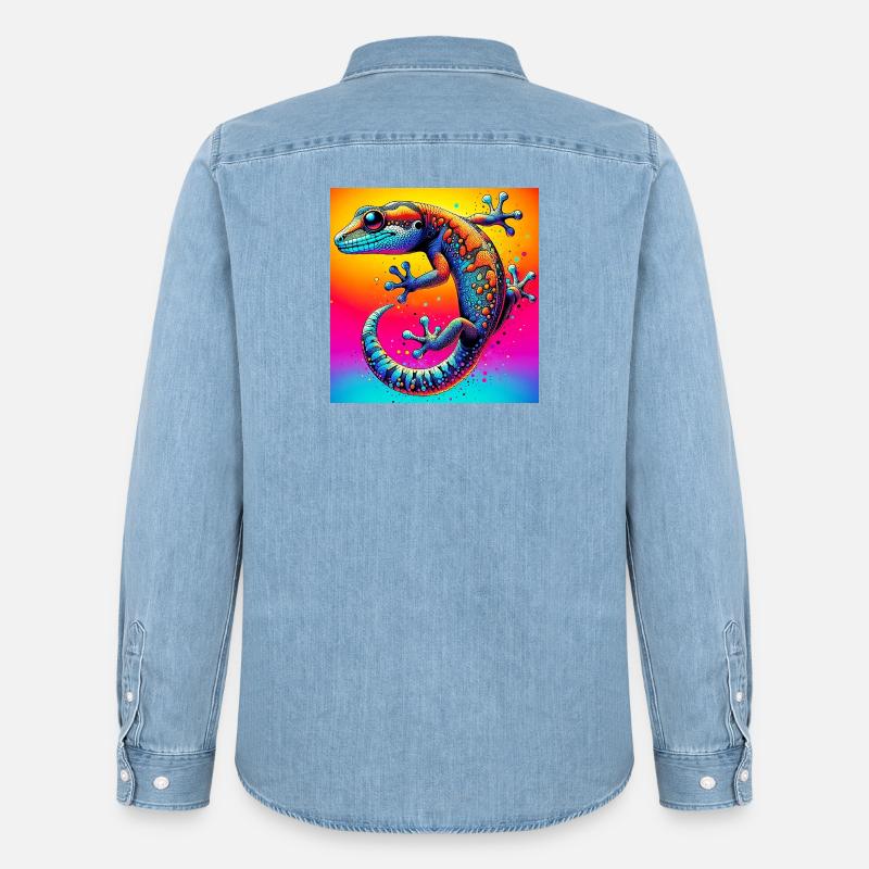 Gecko - Chemise en denim homme bio Stanley/Stella - bleu clair délavé