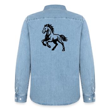 Cheval - Chemise en denim homme bio Stanley/Stella - bleu clair délavé - Dos - AI Model Male 185 light (185cm)