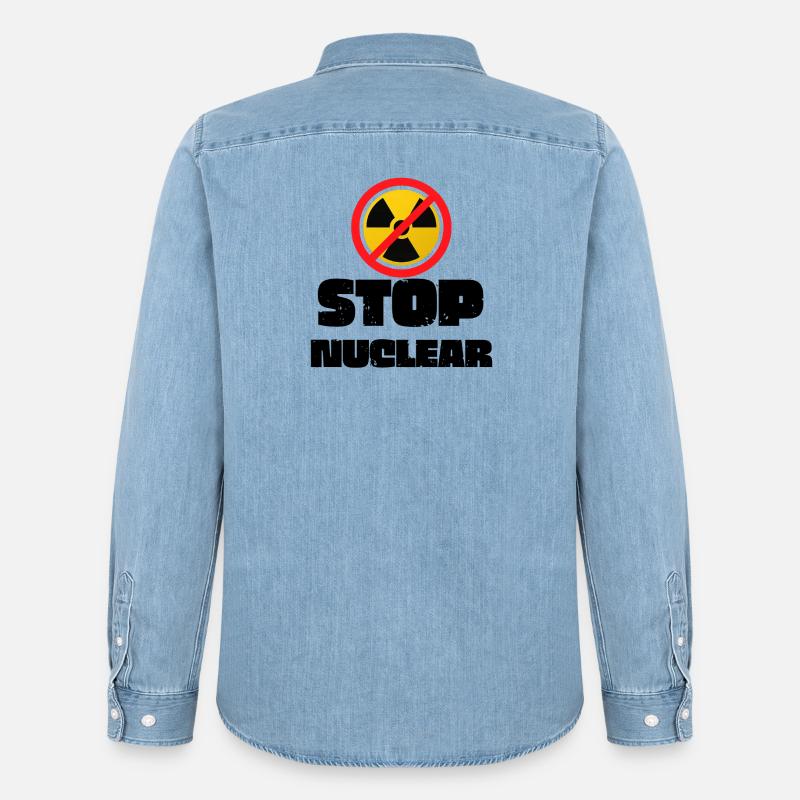 Stop Nuclear - Men’s Organic Denim Shirt by Stanley/Stella - light wash