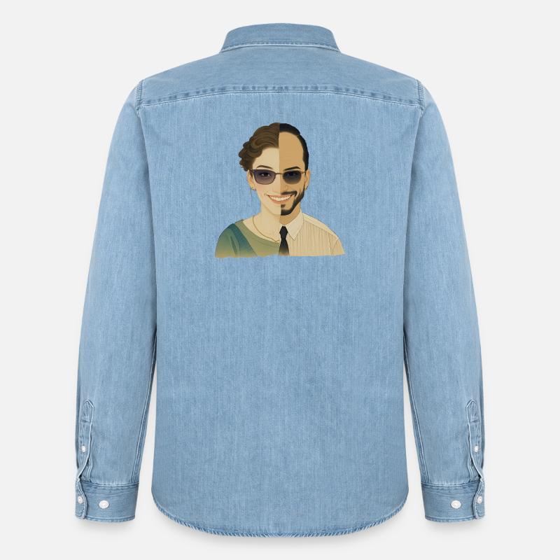 WIR SIND EINS – nette Menschen - Männer Jeanshemd Organic von Stanley/Stella - verwaschenes Hellblau