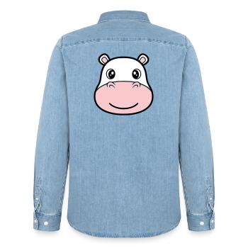 Nilpferd Kopf Gesicht Maske Lächeln - Männer Jeanshemd Organic von Stanley/Stella - verwaschenes Hellblau - Hinten - AI Model Male 185 light (185cm)
