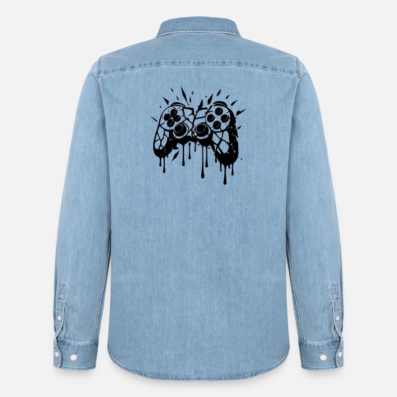 Kaputter Controller - Männer Jeanshemd Organic von Stanley/Stella - verwaschenes Hellblau