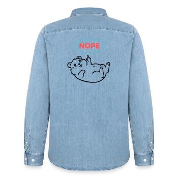Hamster Nope Comic Farbig - Männer Jeanshemd Organic von Stanley/Stella - verwaschenes Hellblau - Hinten - AI Model Male 185 light (185cm)