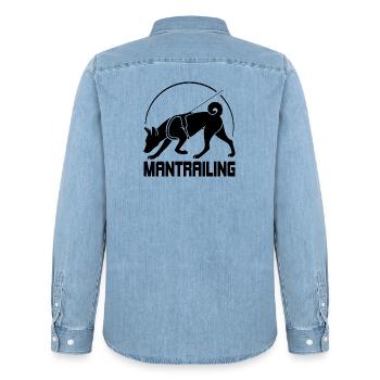 Chien de chasse de Basenji Chiens de sport Wilsigns - Chemise en denim homme bio Stanley/Stella - bleu clair délavé - Dos - AI Model Male 185 light (185cm)