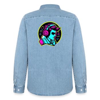Gamer - Männer Jeanshemd Organic von Stanley/Stella - verwaschenes Hellblau - Hinten - AI Model Male 185 light (185cm)