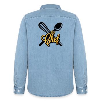 Chef | Chefkoch | Cook - Chemise en denim homme bio Stanley/Stella - bleu clair délavé - Dos - AI Model Male 185 light (185cm)