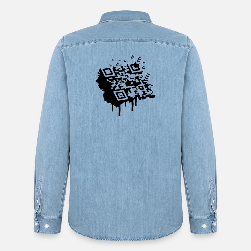3D Barcode als Graffiti - Männer Jeanshemd Organic von Stanley/Stella - verwaschenes Hellblau