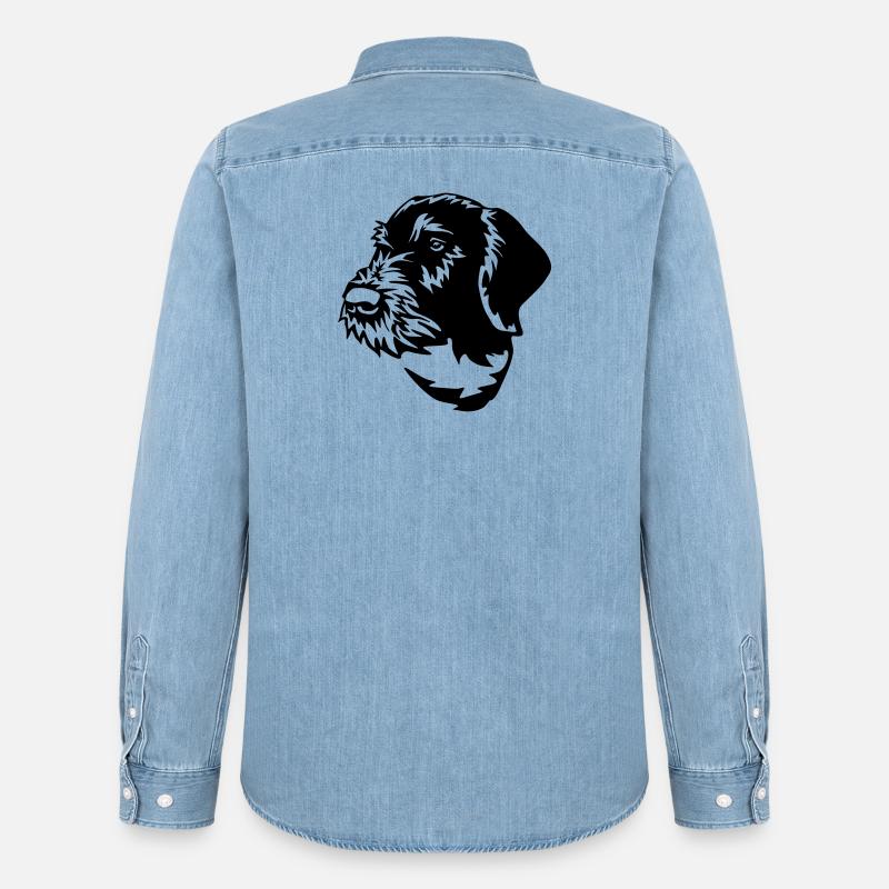 Deutsch Drahthaar - Männer Jeanshemd Organic von Stanley/Stella - verwaschenes Hellblau
