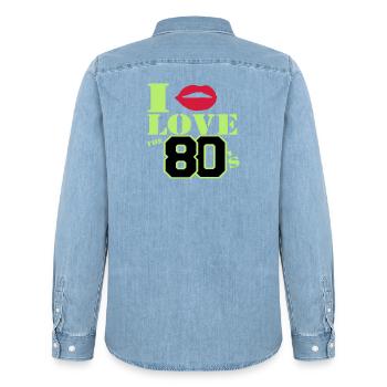 Ich liebe die 80er Jahre - Männer Jeanshemd Organic von Stanley/Stella - verwaschenes Hellblau - Hinten - AI Model Male 185 light (185cm)