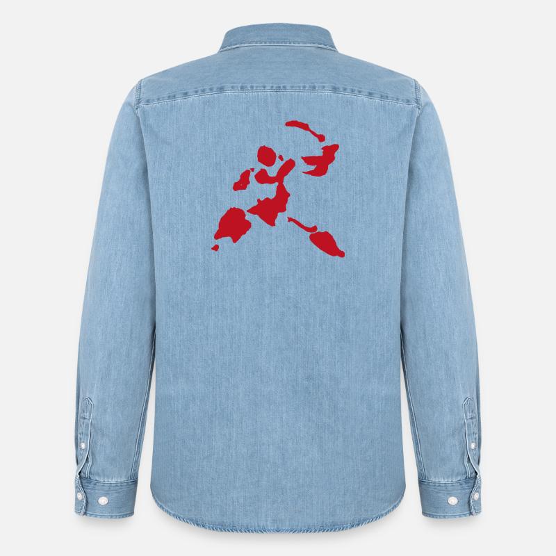 Blutspritzer Schwerkämpfer Krieger Figur - Männer Jeanshemd Organic von Stanley/Stella - verwaschenes Hellblau