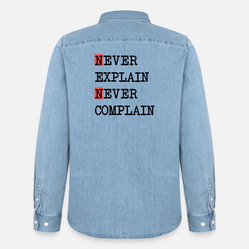 Never Explain – Never Complain, cooles Lebensmotto - Männer Jeanshemd Organic von Stanley/Stella - verwaschenes Hellblau