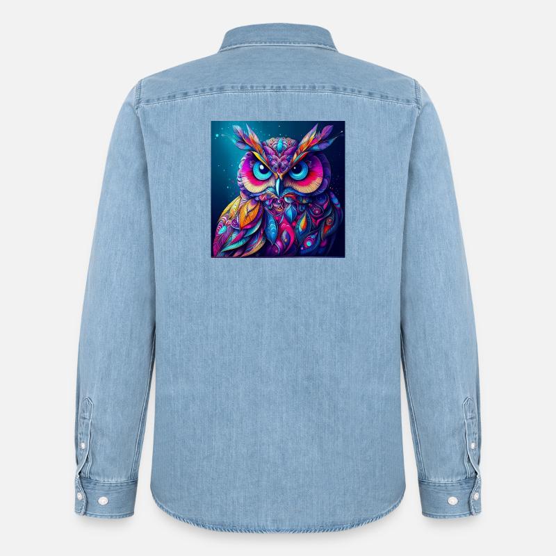 Eule - Männer Jeanshemd Organic von Stanley/Stella - verwaschenes Hellblau