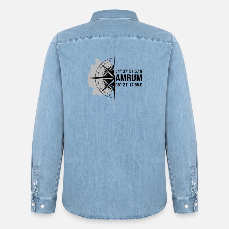 Halbierter Amrum schwarz - Männer Jeanshemd Organic von Stanley/Stella - verwaschenes Hellblau