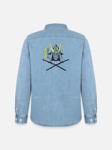 Samuraihelm Kabuto 5 - Männer Jeanshemd Organic von Stanley/Stella - verwaschenes Hellblau