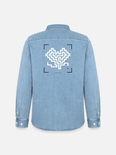 Retro-Schlange - Männer Jeanshemd Organic von Stanley/Stella - verwaschenes Hellblau