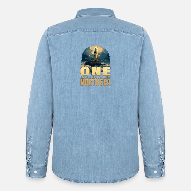 One withe the Northsea - Männer Jeanshemd Organic von Stanley/Stella - verwaschenes Hellblau