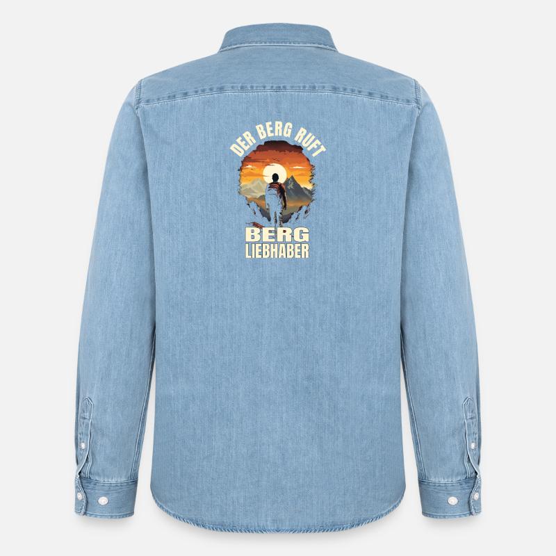Der Berg ruft - Männer Jeanshemd Organic von Stanley/Stella - verwaschenes Hellblau