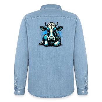 Vache - Chemise en denim homme bio Stanley/Stella - bleu clair délavé - Dos - AI Model Male 185 light (185cm)