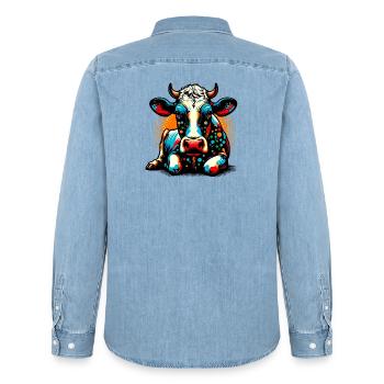 Vache - Chemise en denim homme bio Stanley/Stella - bleu clair délavé - Dos - AI Model Male 185 light (185cm)