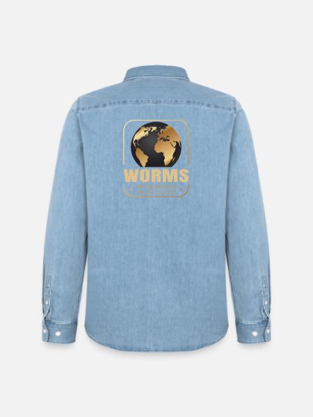 Worms - Männer Jeanshemd Organic von Stanley/Stella - verwaschenes Hellblau