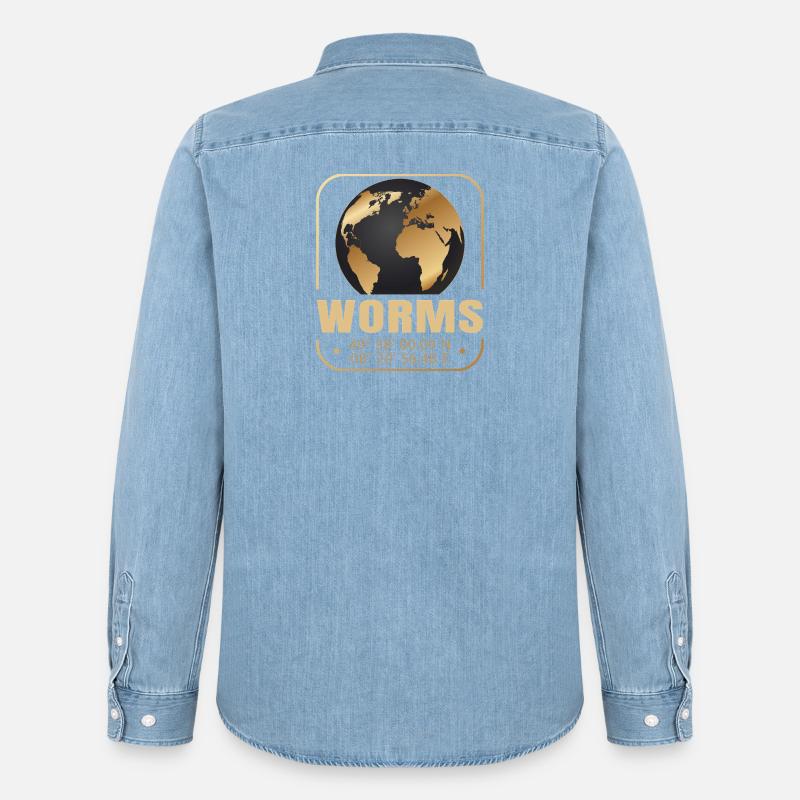 Worms - Männer Jeanshemd Organic von Stanley/Stella - verwaschenes Hellblau