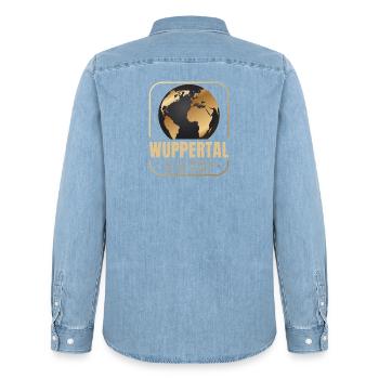 Wuppertal - Männer Jeanshemd Organic von Stanley/Stella - verwaschenes Hellblau - Hinten - AI Model Male 185 light (185cm)