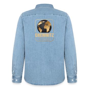 Chemnitz - Männer Jeanshemd Organic von Stanley/Stella - verwaschenes Hellblau - Hinten - AI Model Male 185 light (185cm)