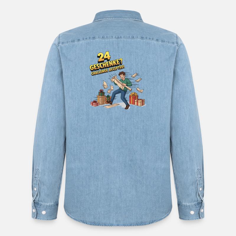 24 Geschenke? Challenge Accepted ! - Männer Jeanshemd Organic von Stanley/Stella - verwaschenes Hellblau