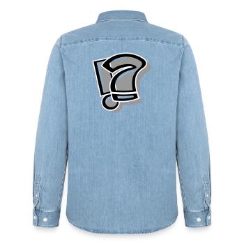 !? Point d’interrogation d’exclamation - Chemise en denim homme bio Stanley/Stella - bleu clair délavé - Dos - AI Model Male 185 light (185cm)