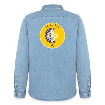 Fleur de Lys Loiret 45 - Men’s Organic Denim Shirt by Stanley/Stella - light wash - Back - AI Model Male 185 light (185cm)