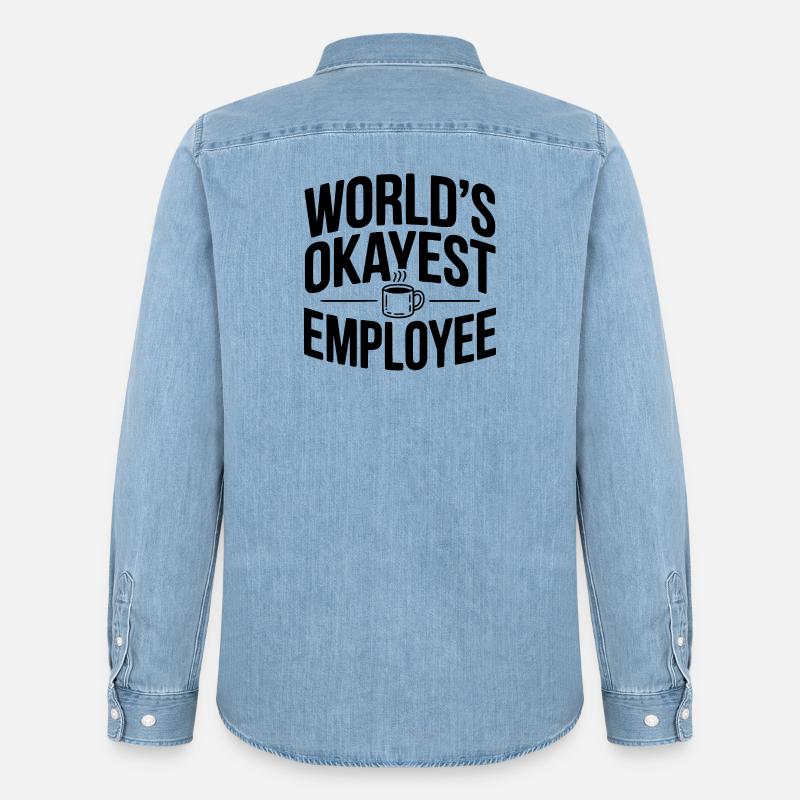 Der beste Mitarbeiter der Welt - Männer Jeanshemd Organic von Stanley/Stella - verwaschenes Hellblau