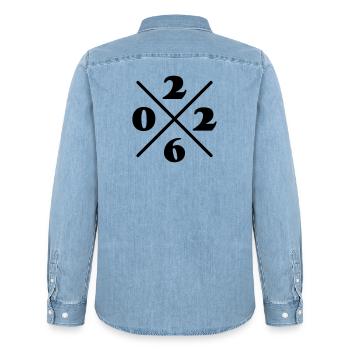 2026 Element Year - Men’s Organic Denim Shirt by Stanley/Stella - light wash - Back - AI Model Male 185 light (185cm)