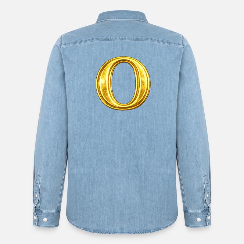 Design Ring-O d'oro - Camicia in denim uomo bio di Stanley/Stella - azzurro chiaro slavato
