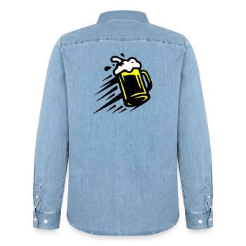 Icône de chope de bière - Chemise en denim homme bio Stanley/Stella - bleu clair délavé - Dos - AI Model Male 185 light (185cm)