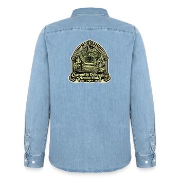 Currently Debugging Please Hold Entwickler - Männer Jeanshemd Organic von Stanley/Stella - verwaschenes Hellblau - Hinten - AI Model Male 185 light (185cm)