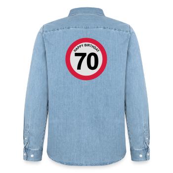 6061912 126876003 70 - Männer Jeanshemd Organic von Stanley/Stella - verwaschenes Hellblau - Hinten - AI Model Male 185 light (185cm)