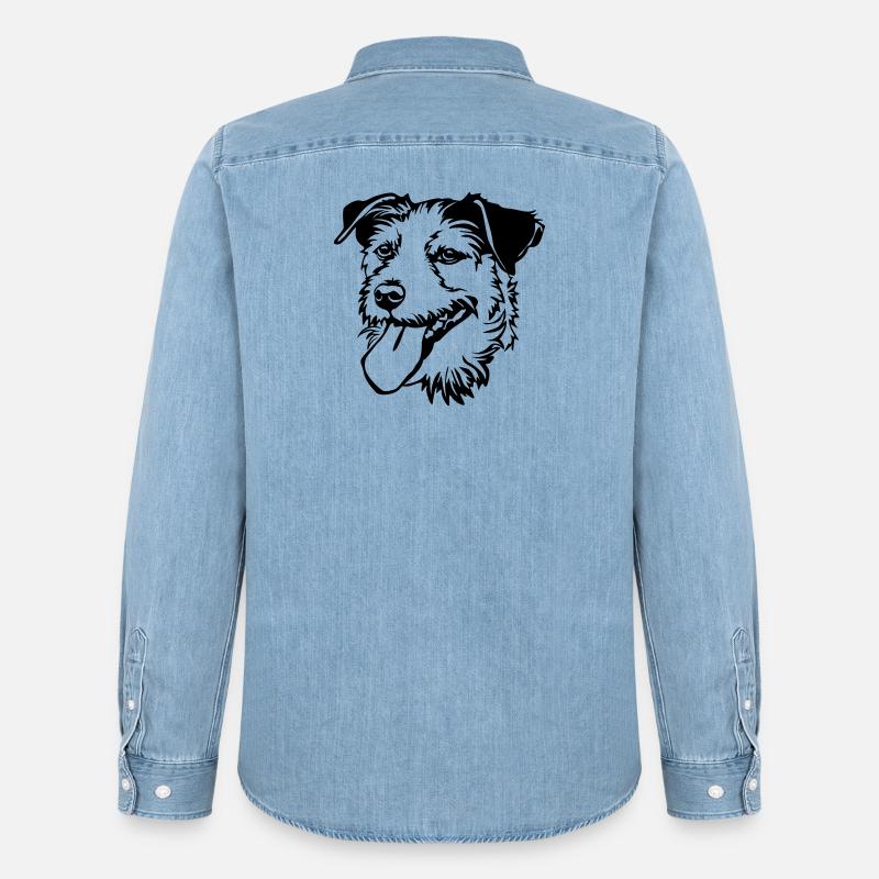 Parson Russel Terrier Kopf - Männer Jeanshemd Organic von Stanley/Stella - verwaschenes Hellblau