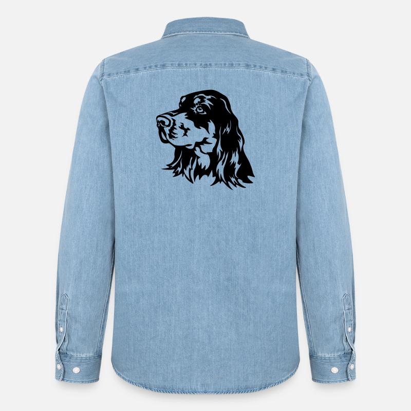 Gordon Setter Kopf - Männer Jeanshemd Organic von Stanley/Stella - verwaschenes Hellblau