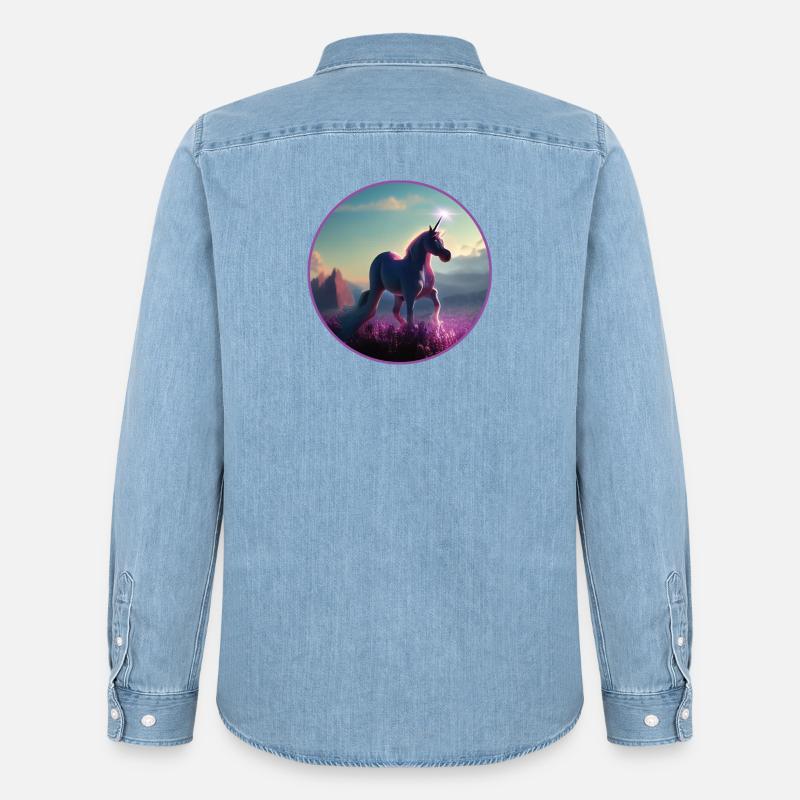 Einhorn - Männer Jeanshemd Organic von Stanley/Stella - verwaschenes Hellblau