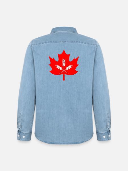 Canada maple leaf grain logo - Men’s Organic Denim Shirt by Stanley/Stella - light wash