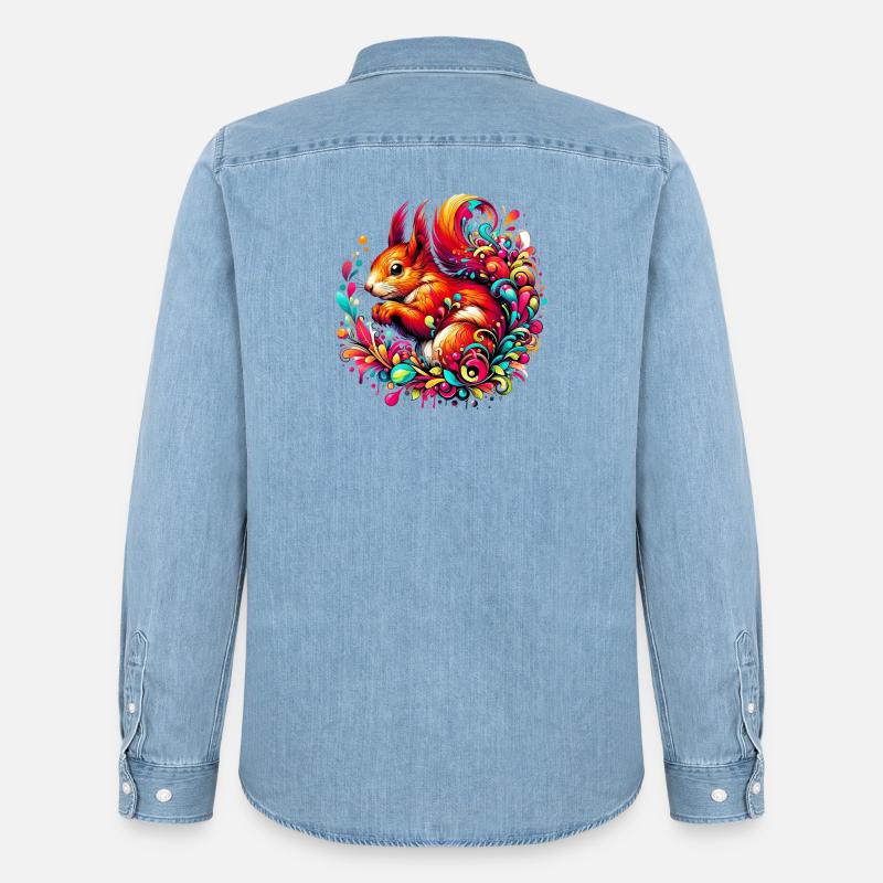Eichhörnchen - Männer Jeanshemd Organic von Stanley/Stella - verwaschenes Hellblau
